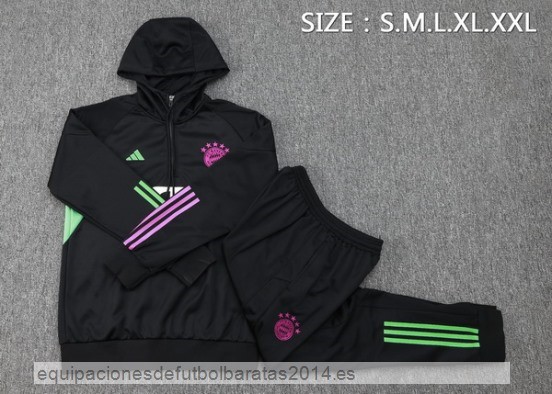 Nuevo Conjunto Completo Chaqueta Con Capucha Bayern Munich 23/24 Negro Purpura Baratas